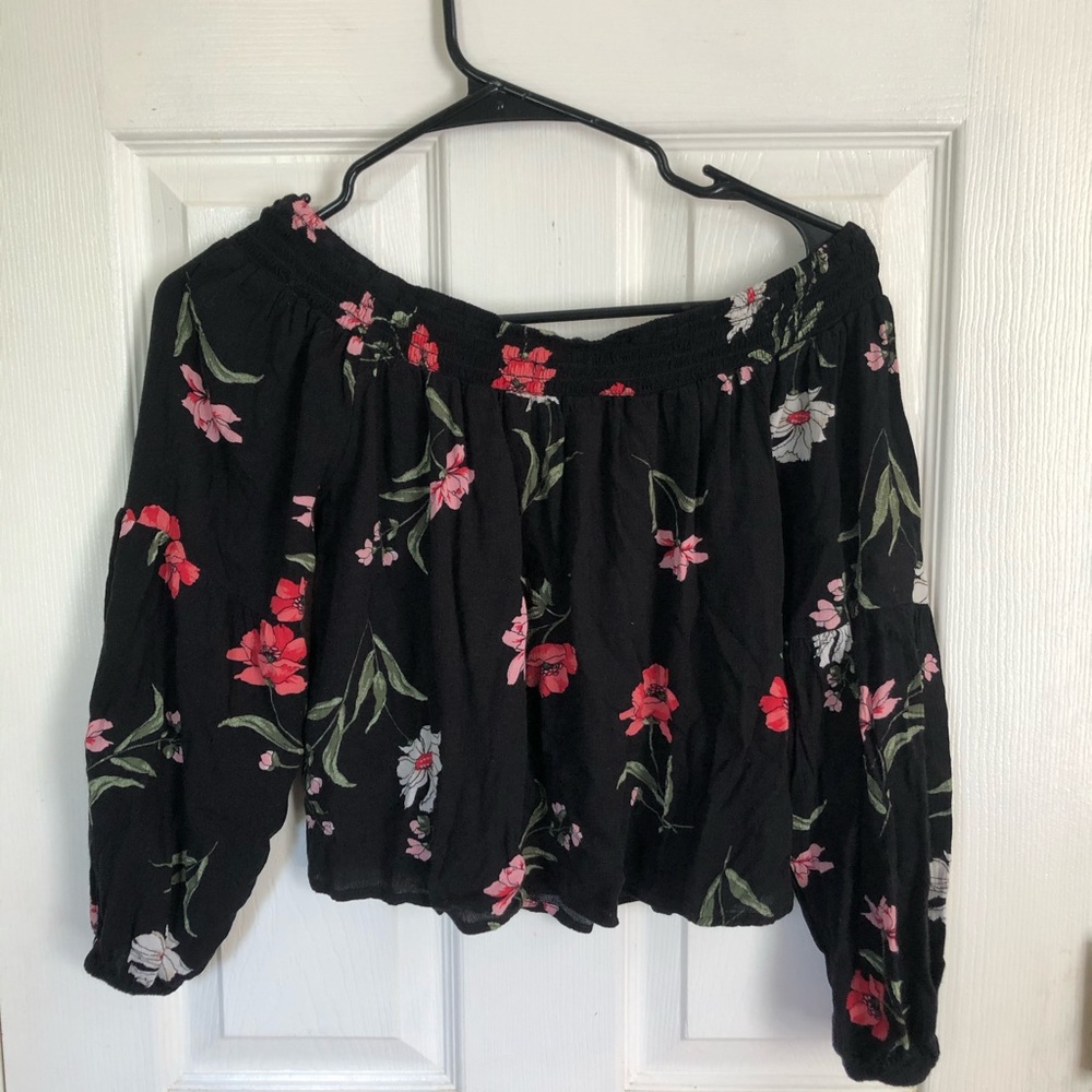 Hollister Black Floral Top